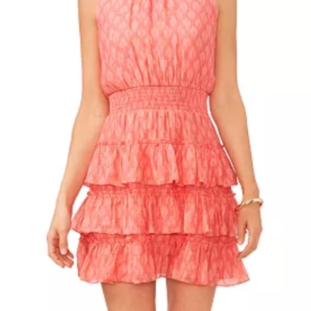 1. State Coral Ruffle Sleeveless Dress